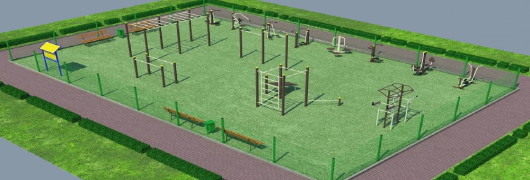 Проект спортивной воркаут площадки с уличными тренажерами в Карачаево-Черкесской Республике