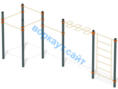Воркаут турники с шведской стенкой и рукоходом  ВС-21 в Карачаево-Черкесской Республике