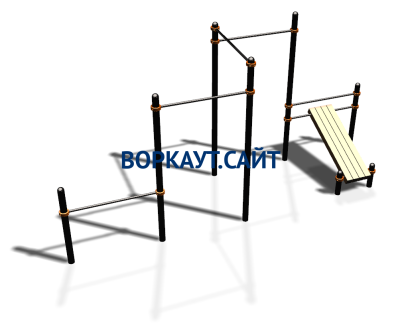 Воркаут комплекс разноуровневых турников со скамьей для пресса ВС-37 в Карачаево-Черкесской Республике