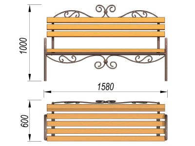 Лавочка кованная МАФ 1606 в Карачаево-Черкесской Республике