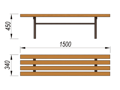Лавочка без спинки МАФ 1601 в Карачаево-Черкесской Республике