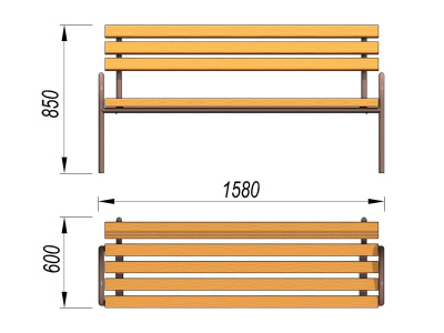 Парковая лавочка со спинкой МАФ 1605 в Карачаево-Черкесской Республике