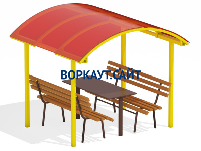 Стол и лавки под навесом МАФ 4005 в Карачаево-Черкесской Республике