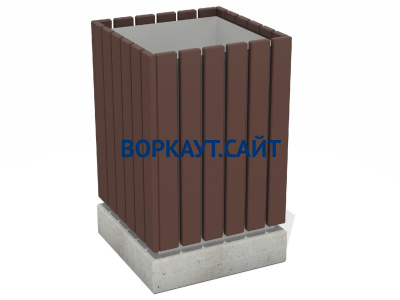 Урна деревянная квадратная с бетонным основанием МАФ 1633 в Карачаево-Черкесской Республике